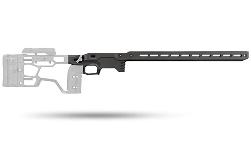 MDT ACC Elite Forend erbjuder maximal stabilitet och anpassning med M-LOK, justerbar viktplacering och en rock-solid plattform för precision.
